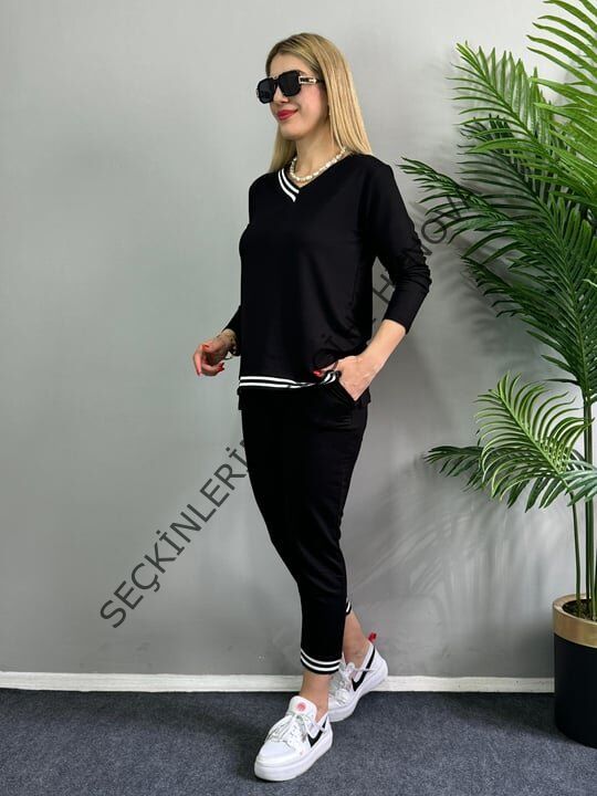Kadın Yeni Sezon Uzun Kollu Ribana Detay Ikili Takım