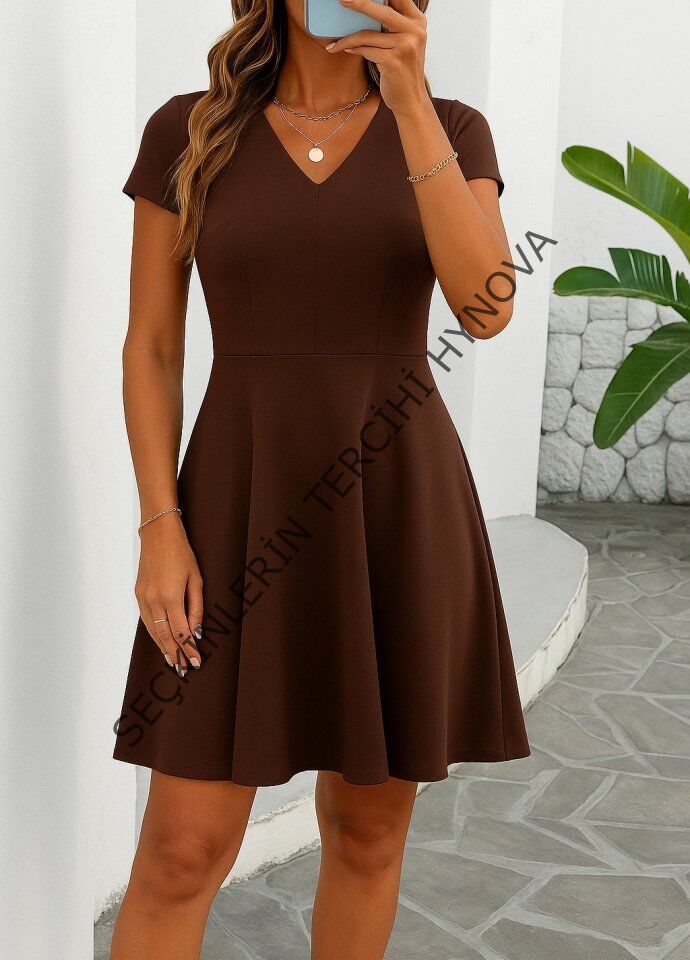 Kadın Kısa Kollu Kiloş Ithal Krep Elbise