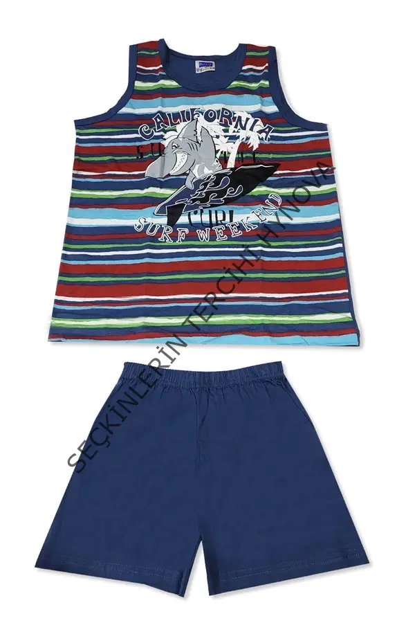 %100 Pamuklu Erkek Çocuk Şortlu Takım 5332