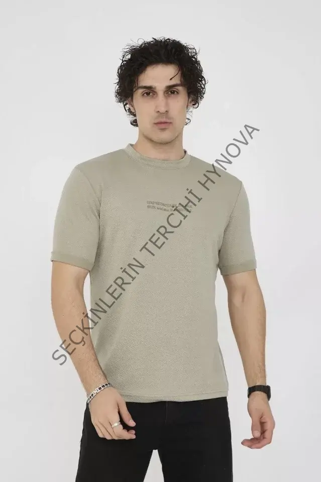 Unisex Bisiklet Yaka Slim Fit T-Shirt- Açık Yeşil