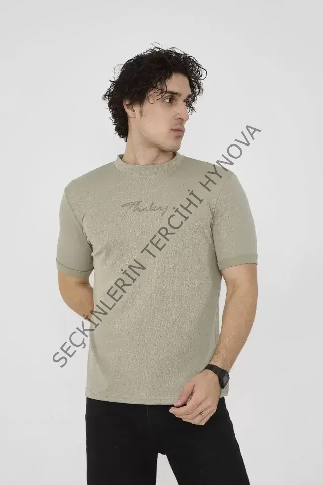 Unisex Bisiklet Yaka Slim Fit T-Shirt- Açık Yeşil