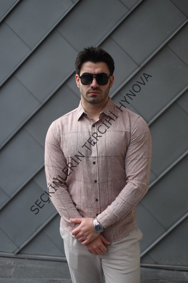 Erkek Pamuklu Keten Kumaş Gömlek