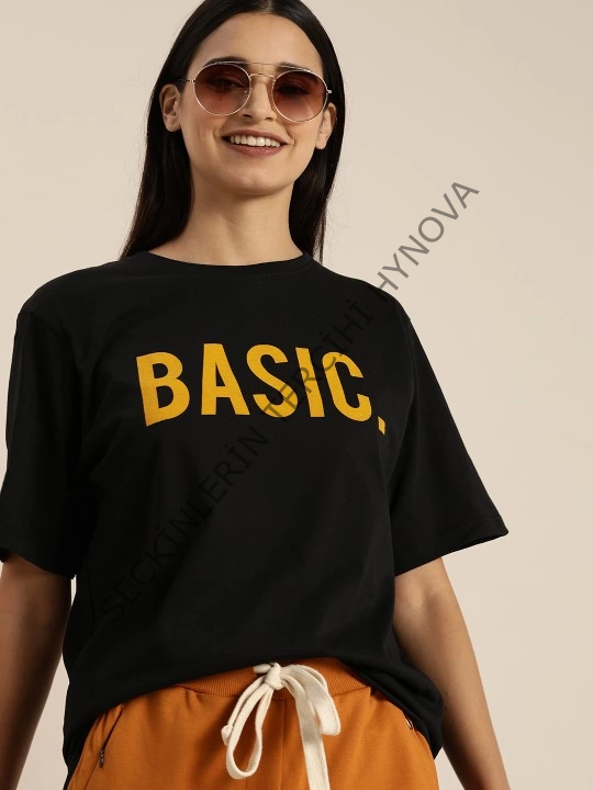 Baskılı T-shirt - Siyah