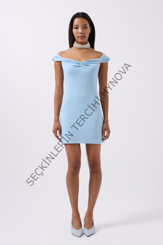 Büzgü Detay Omuz Askılı Mini Elbise