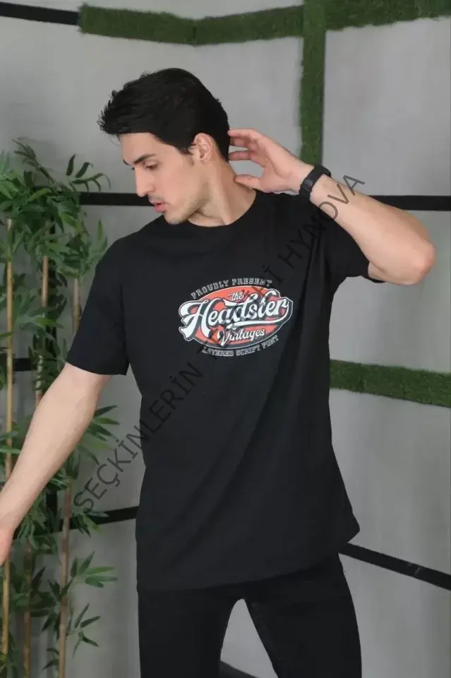 Unisex Baskılı Oversize T-Shirt - Siyah