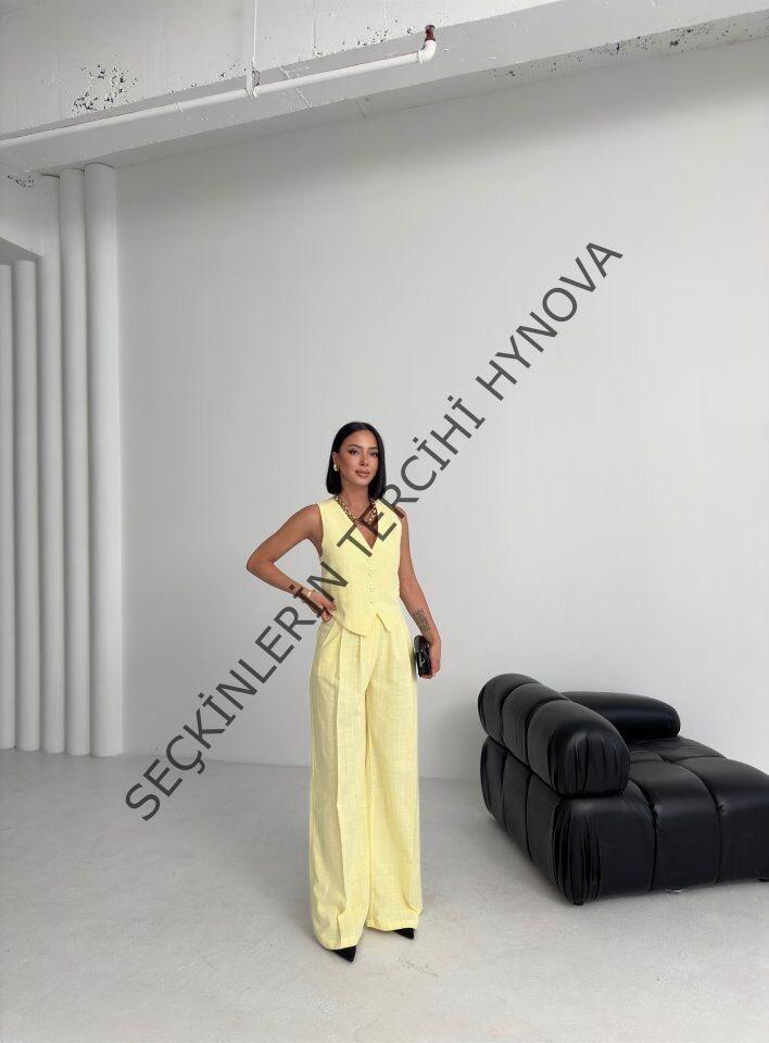 Keten Sirti Çapraz Geçi̇şli̇ Cepken Pantolon Takim