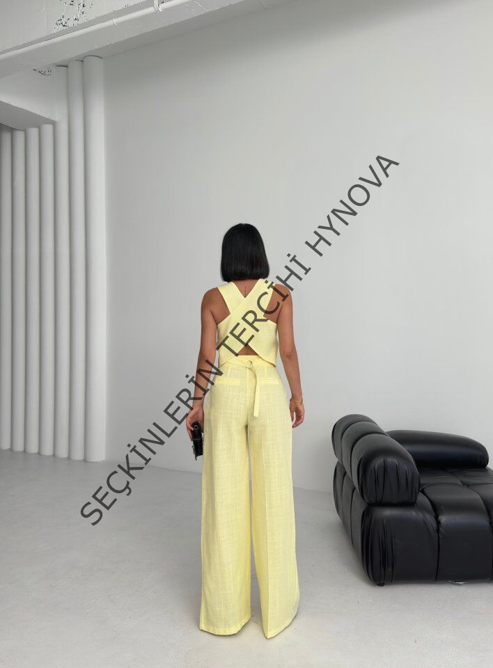 Keten Sirti Çapraz Geçi̇şli̇ Cepken Pantolon Takim
