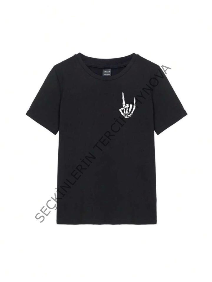 Baskılı T-shirt - Siyah