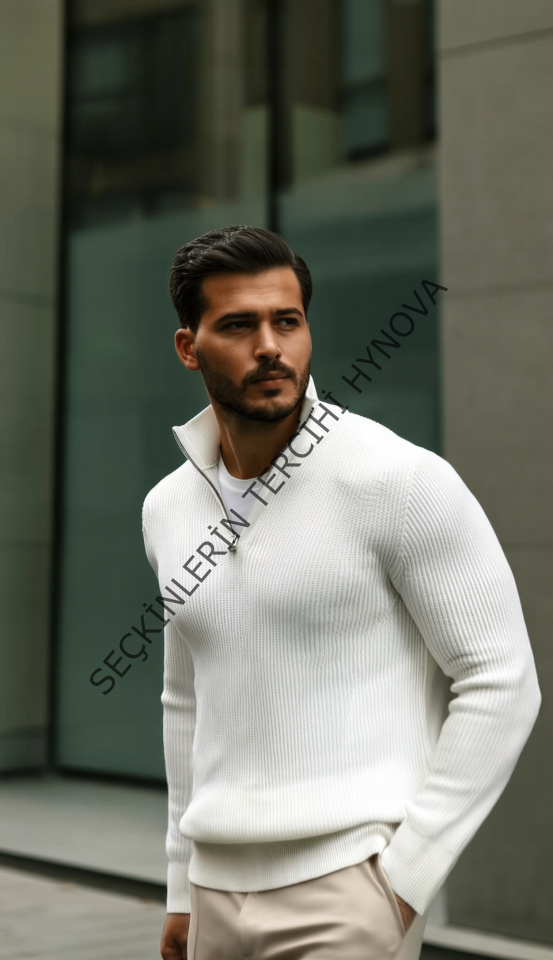 Erkek Balıkçı Zip Yaka Uzun Kollu Triko
