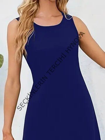 Kadın Kolsuz Etek Ucu Lazer Kesim çiçek Desenli Midi Boy Ithal Krep Elbise