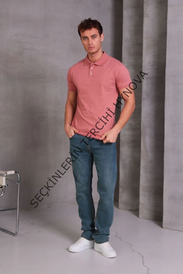 Erkek Slim Fit Pamuklu Yumuşak Doku Nefes Alan Kumaş Yakalı Tişört