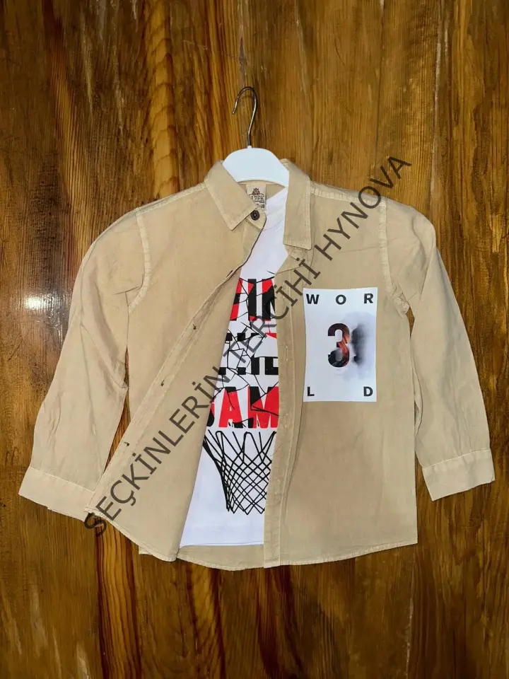 9-13 yaş tişört gömlek kombini vizon