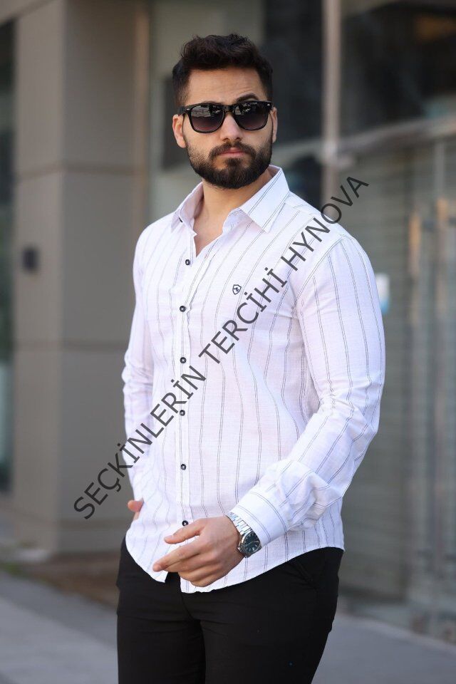 Erkek Pamuklu Çizgi Desenli Gömlek