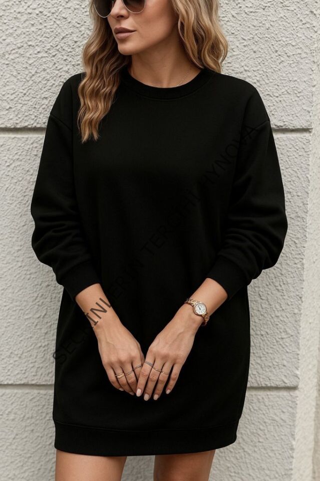 Kadın Uzun Kollu Bisiklet Yaka Iki Iplik Elbise