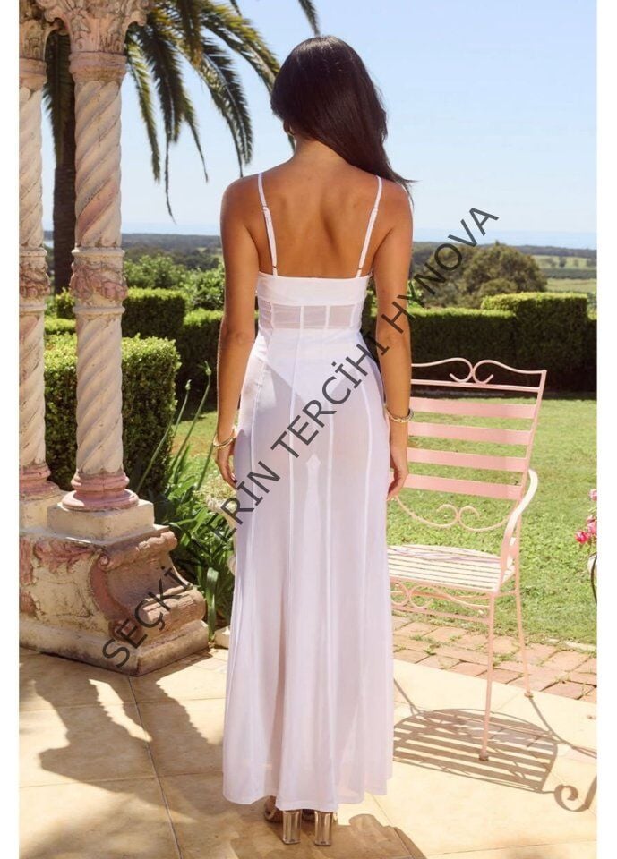 Kadın File Ve Sendy Kumaş Broş Detaylı Transparan Pareo