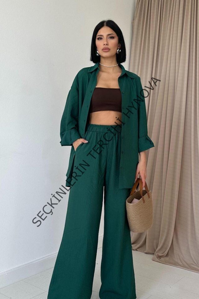 Zümrüt Alice Gömlek Ve Bol Kesim Pantolon Takım