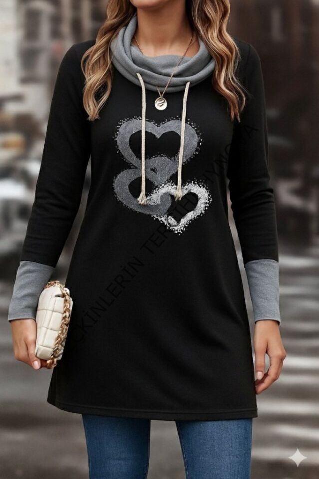 Kadın Uzun Kollu Balıkçı Yaka Bağcıklı Iki Iplik Elbise