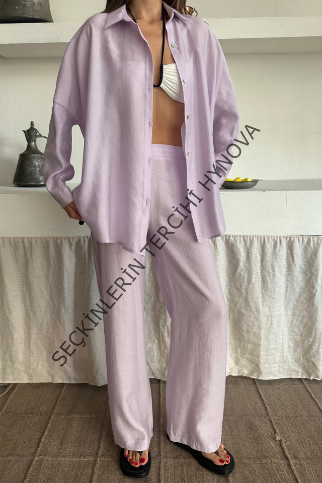 GÖMLEK - PANTOLON TAKIM - Lila