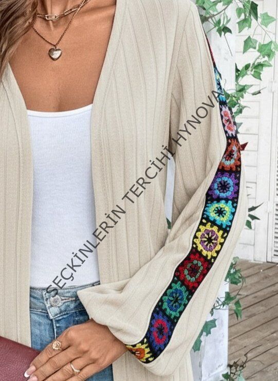 Kadın Uzun Kollu önü Açık şardonlu Kaşkorse Ceket