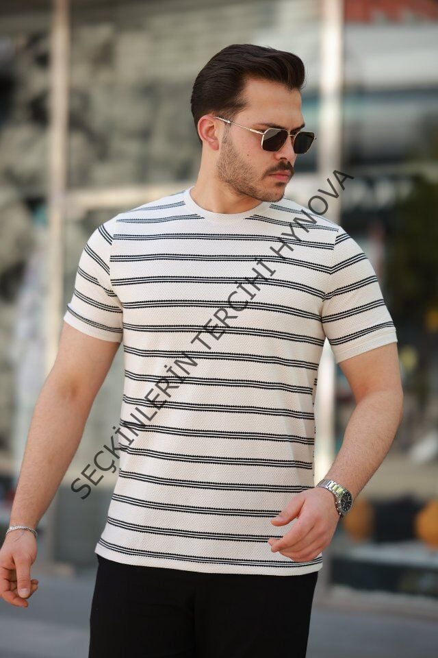 Erkek çizgili Kısa Kollu T-shirt