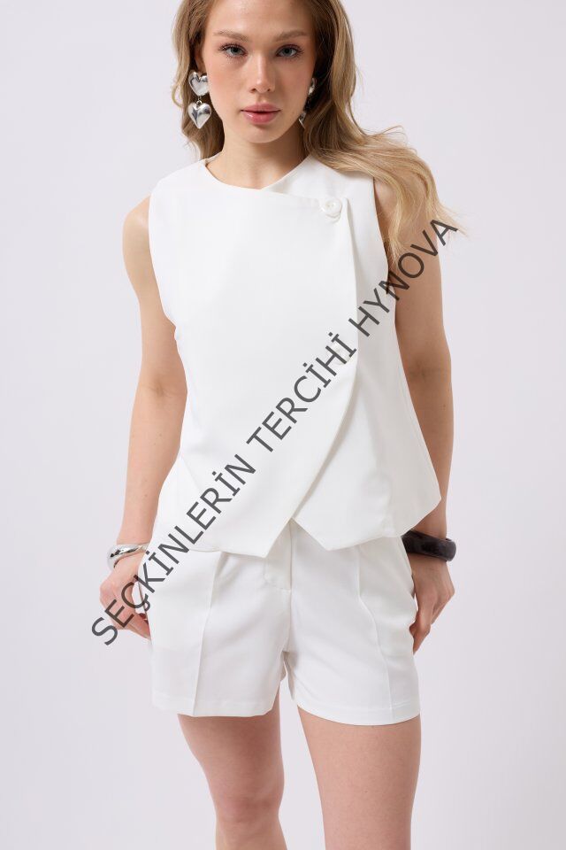 Yandan Düğmeli Dokuma Yelek