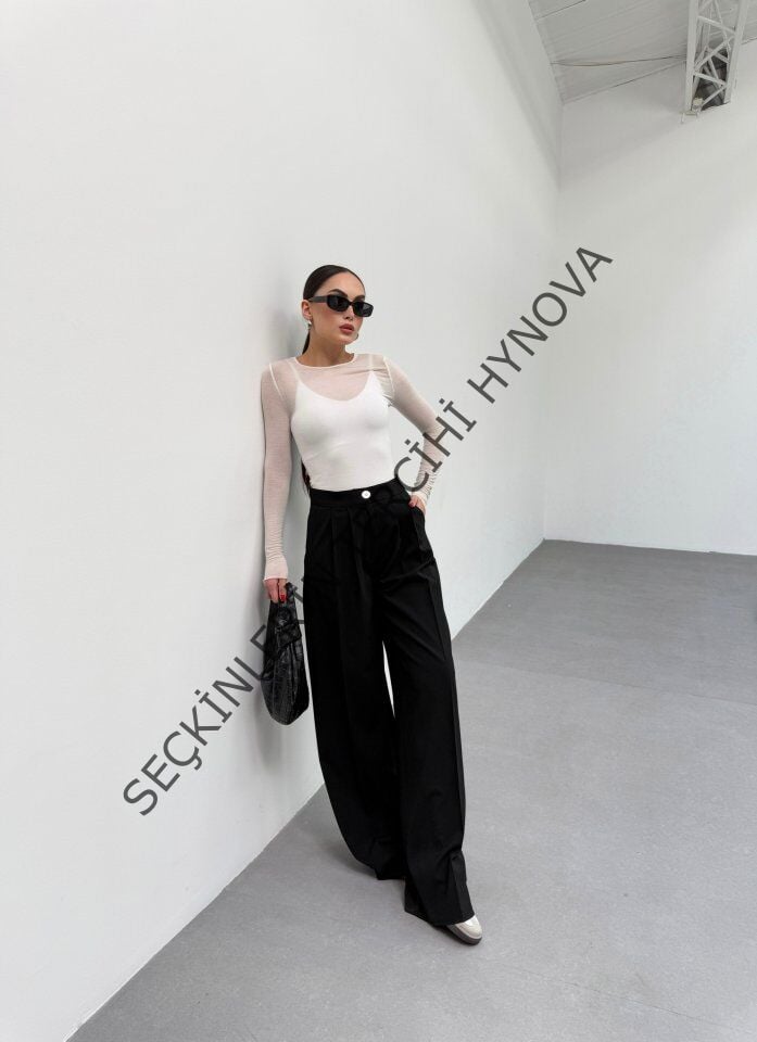 230 Gr Poly Viscose Full Lycra Pi̇leli̇ Palazzo Pantolon