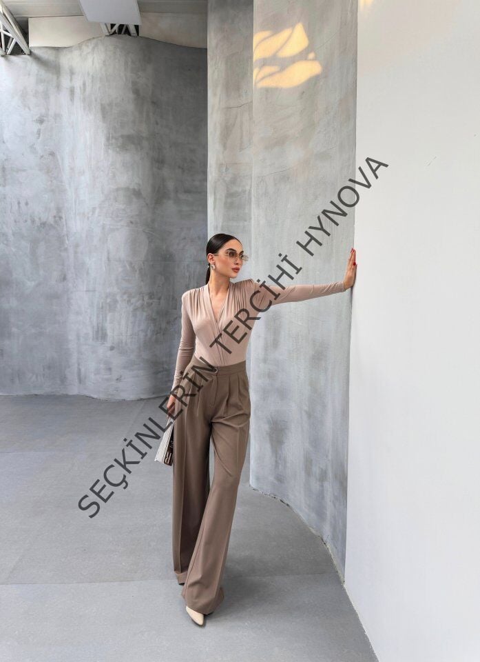 230 Gr Poly Viscose Full Lycra Pi̇leli̇ Palazzo Pantolon