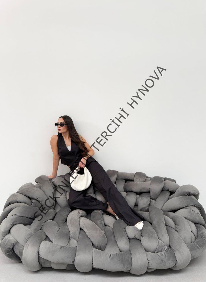 Toskana Keten Kruvaze Yaka Tek Düğmeli̇ Yelek Pantolon Takim