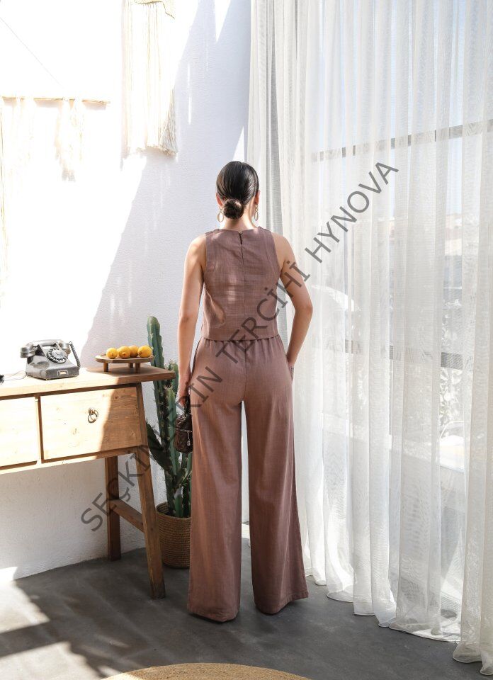 Keten Bluz Ve Pantolon İki̇li̇ Takim