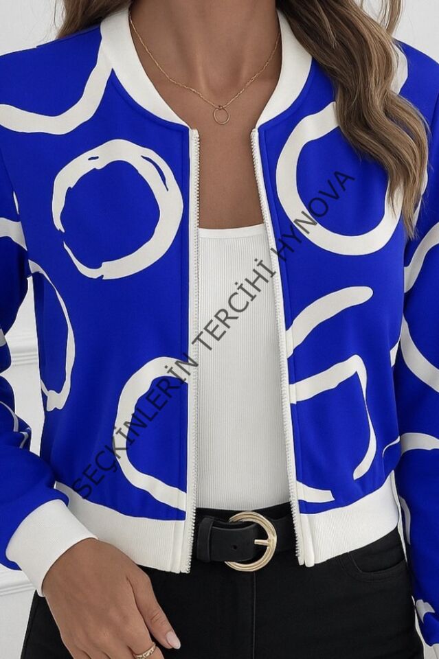 Kadın Uzun Kollu önden Fermuarlı Kısa şardonlu Dalgıç Ceket