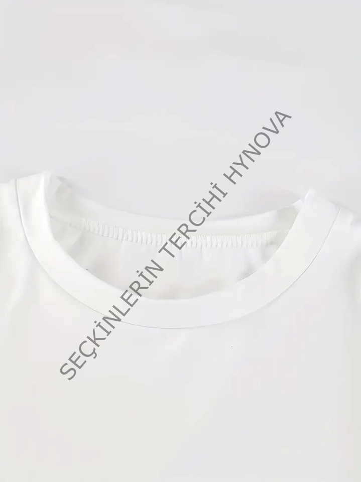 Baskılı Oversize Bisiklet Yaka T-shirt - Beyaz