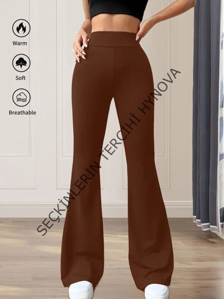 Kadın Yüksek Bel(lastikli) Geniş Paçalı Dalgıç Tayt