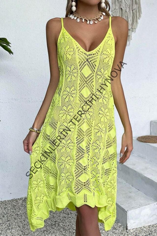 Kadın Ince Askılı Triko Elbise