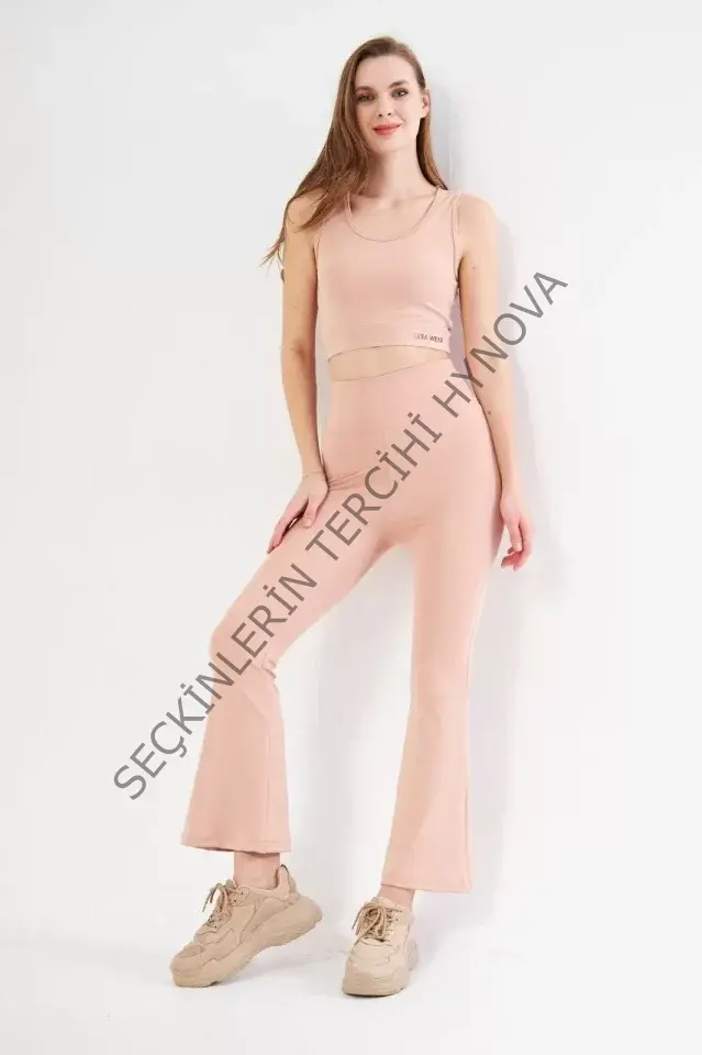 Dalgıç Yüksel Bel İspanyol Paça Tayt - Bej