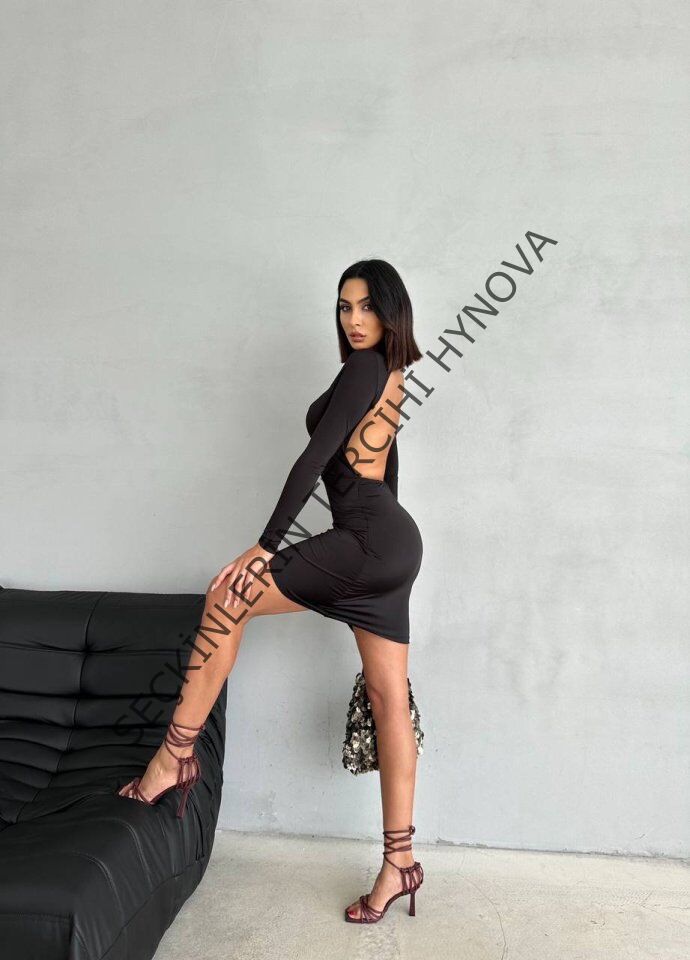 Kadın Uzun Kollu Göğüs Ve Sırt Dekolteli Kruvaze Etek Detay Fırsat ürün Mini Elbise