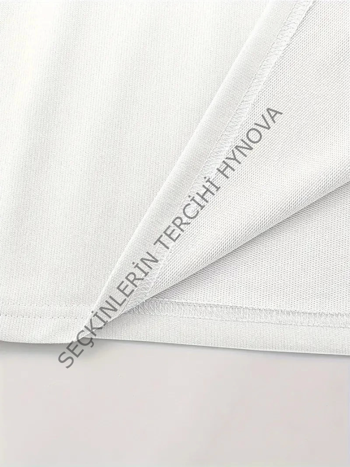 Baskılı Oversize Bisiklet Yaka T-shirt - Beyaz