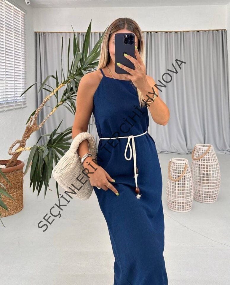 Kadın Kadın Omuz Askılı Kuşak Dahil Elbise