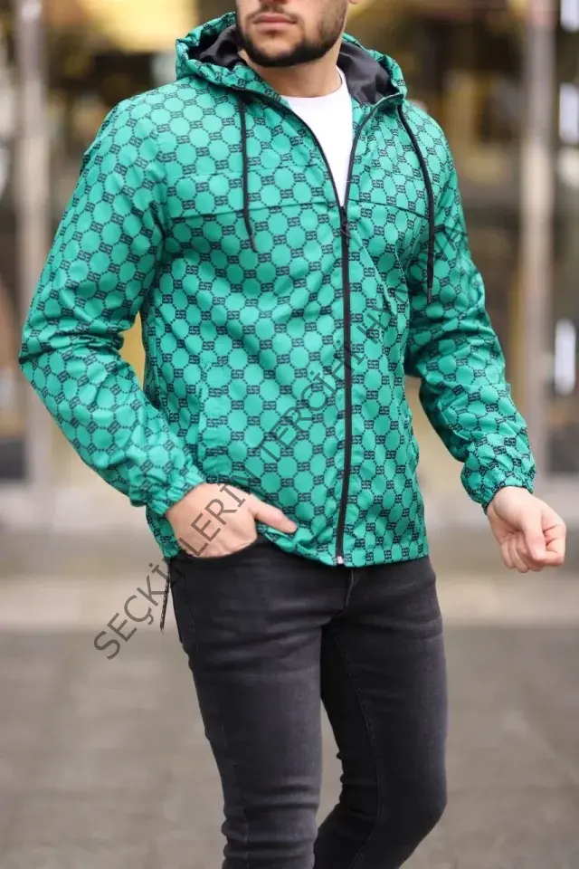Unisex Kapüşonlu İçi Astarlı Yağmurluk - Zümrüt