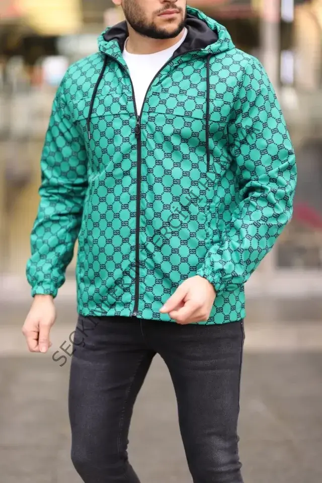 Unisex Kapüşonlu İçi Astarlı Yağmurluk - Zümrüt