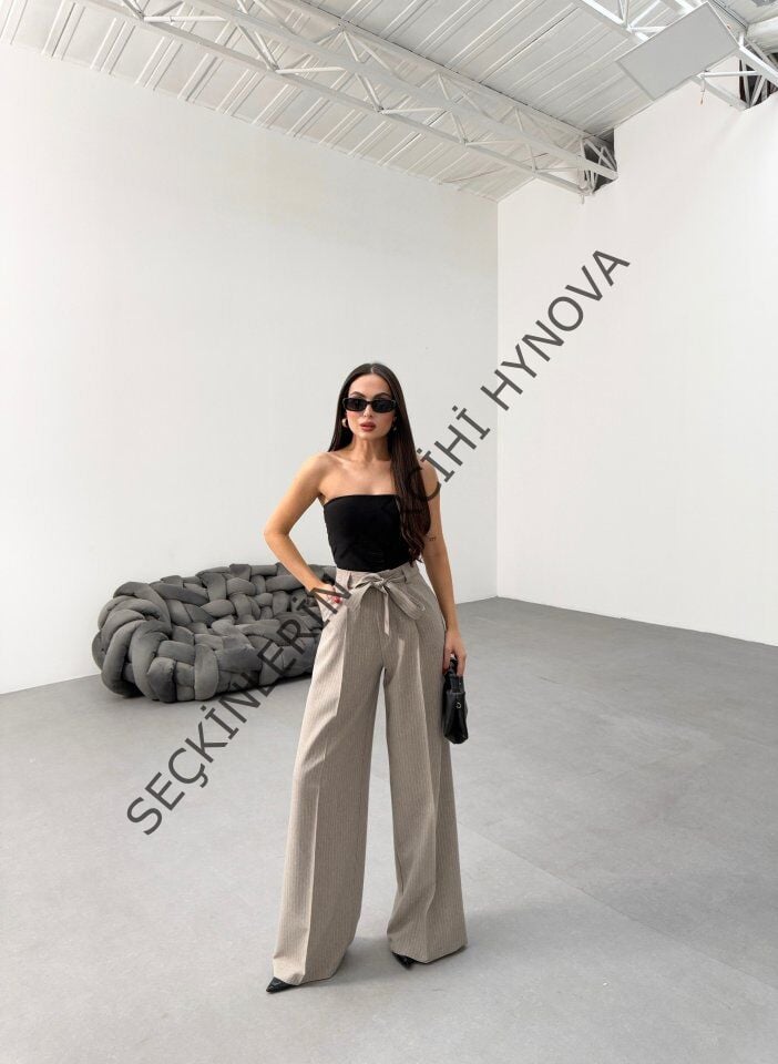 Sante Çi̇zgi̇li̇ Bel Kuşakli Palazzo Pantolon