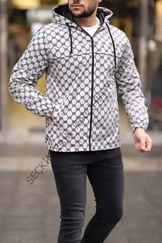 Unisex Kapüşonlu İçi Astarlı Yağmurluk - Gri