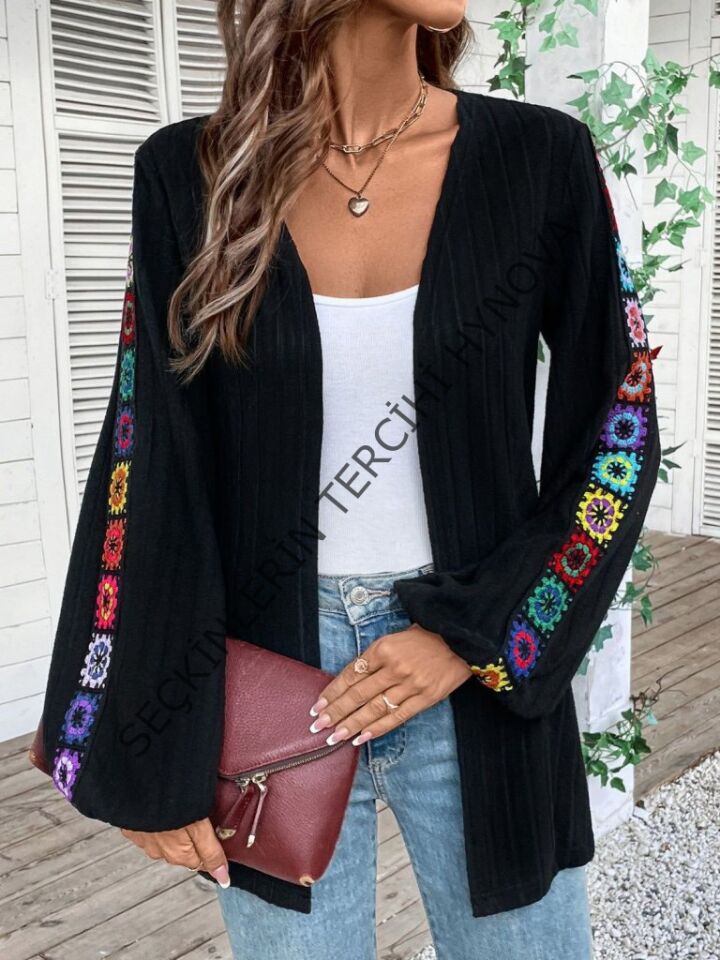 Kadın Uzun Kollu önü Açık şardonlu Kaşkorse Ceket