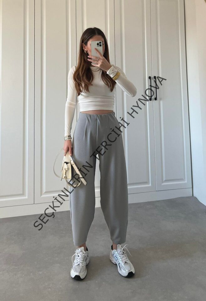 Kadın Krep Kumaş Balon Pantolon