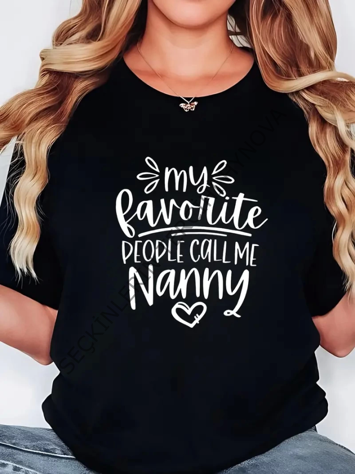 Baskılı Oversize Bisiklet Yaka T-shirt - Siyah