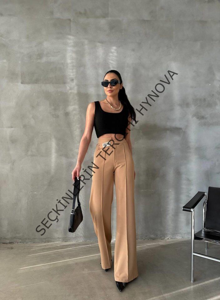 DREAMS ETİKETLİ PALAZZO PANTOLON - Bej