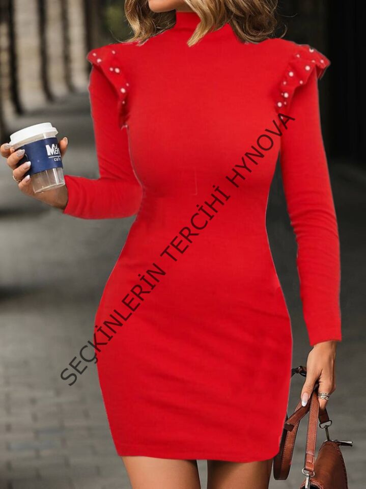 Omuz Inci Detay Kaşkorse Elbise