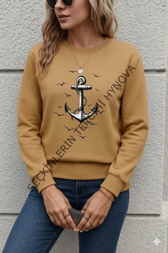 Kadın Uzun Kollu Bisiklet Yaka Desenli Viskon Iki Iplik Bluz