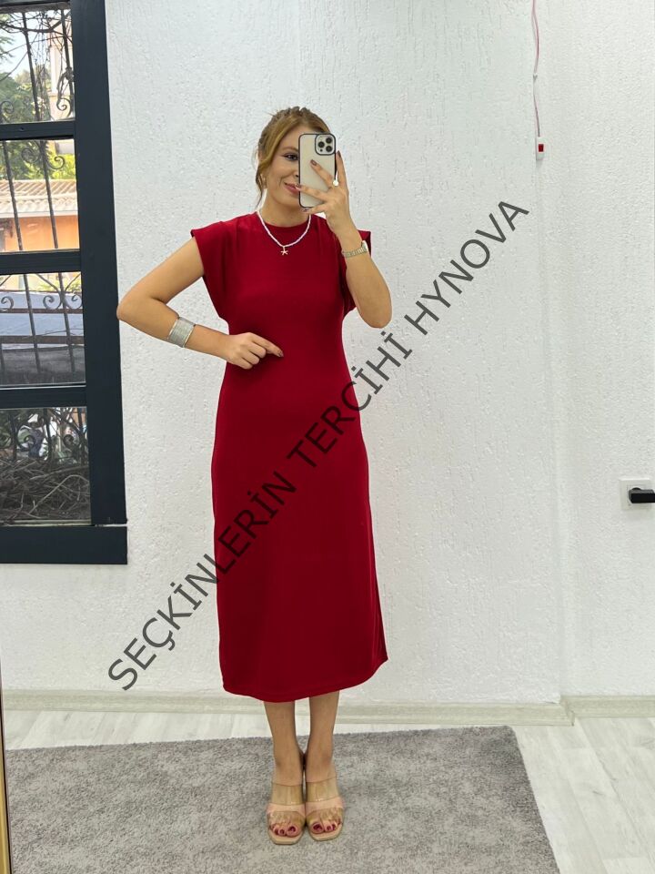 Kadın Bisiklet YakaT-kolmidi Boy Elbise