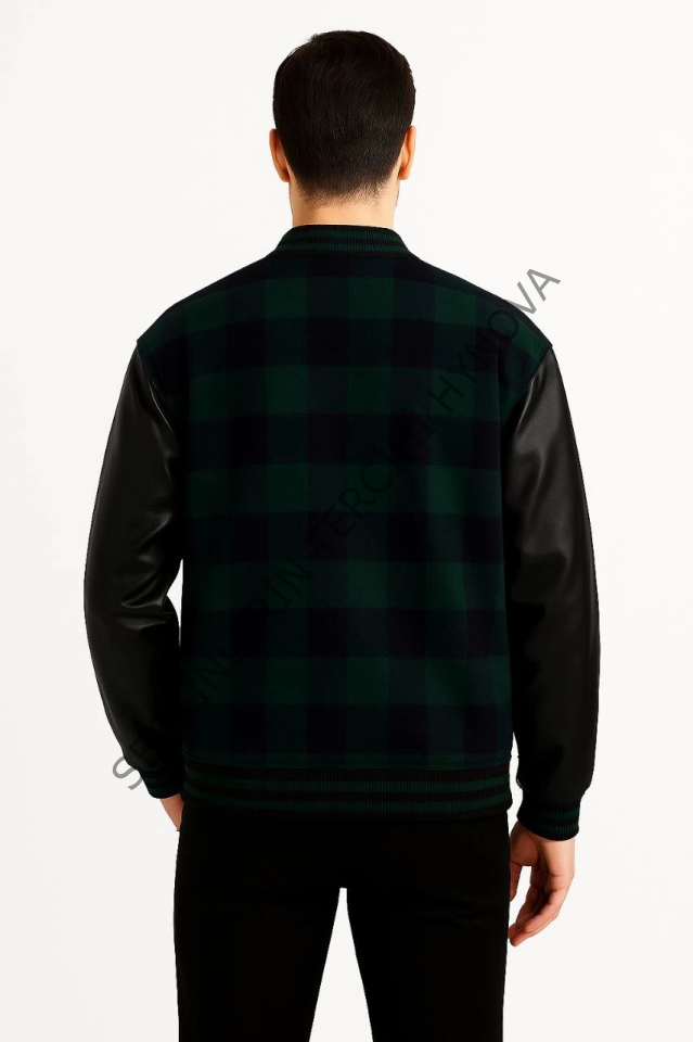 Kolları Suni Deri Içi Astarlı Oduncu Kolej Içi Ceket - Haki