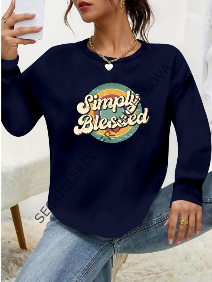 Kadın Uzun Kollu Bisiklet Yaka Viskon Iki Iplik Bluz